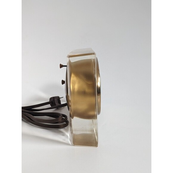 Vintage Sunbeam Lucite Bedside Clock Model B008 Hollywood Regency Glam Gold - Picture 13 of 16